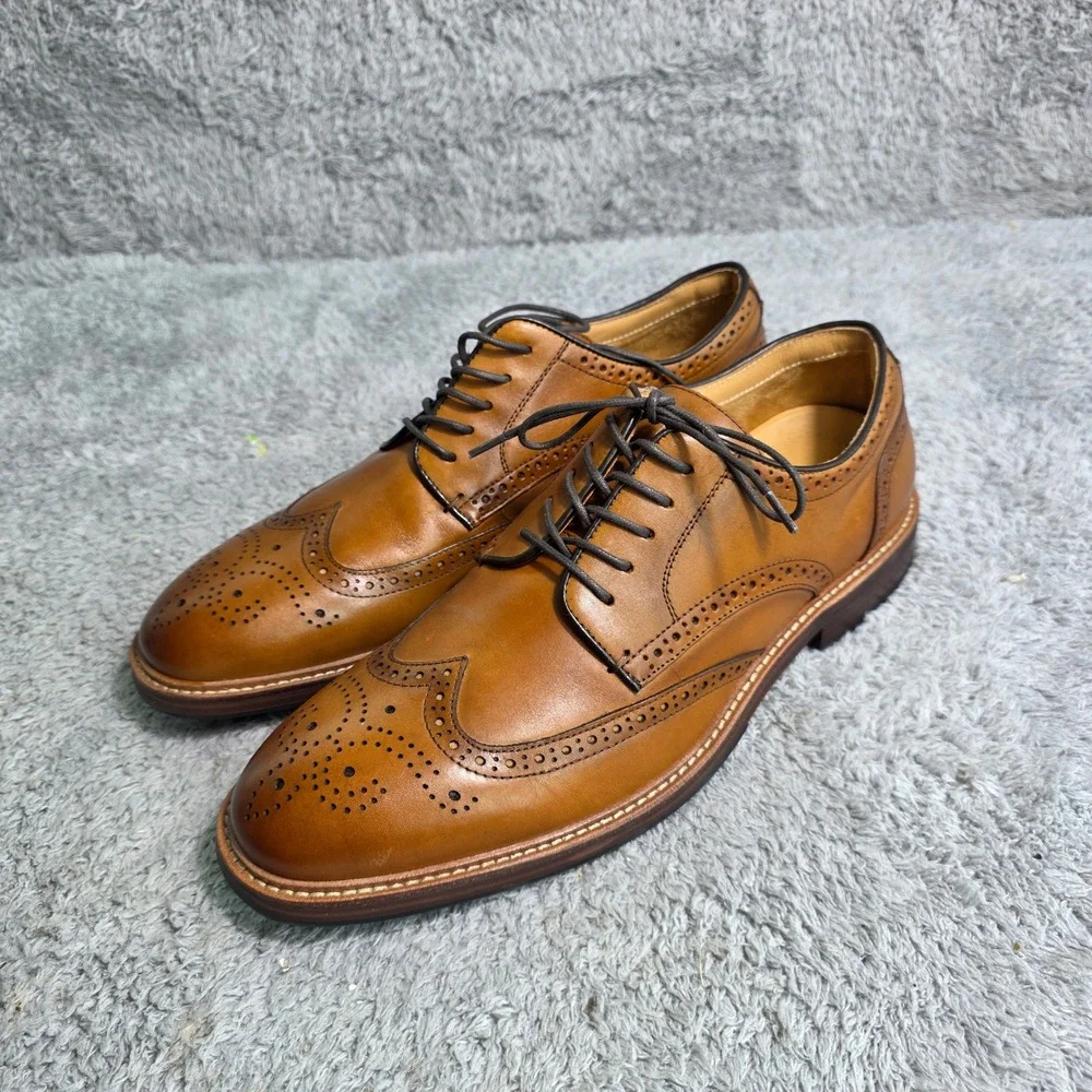 Florsheim Wingtip‎ Oxford Cognac Tan Leather Brogue Dress Shoes Mens 12 M NEW